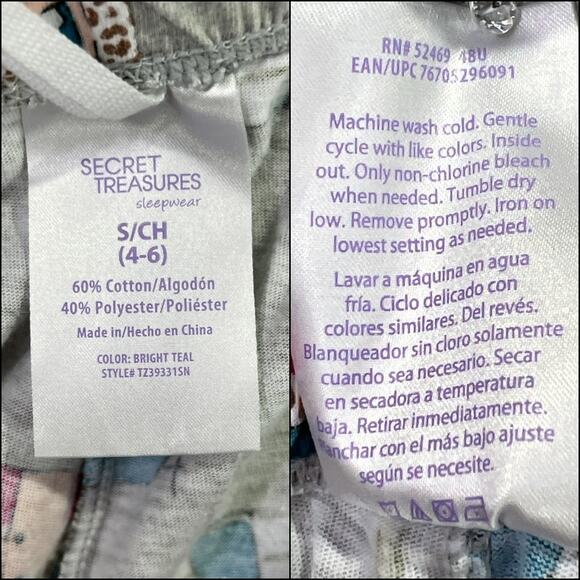 Secret Treasures 2PC Camping Pajama Lounge Set Turquoise Gray Size S/CH (4-6) - Picture 10 of 11